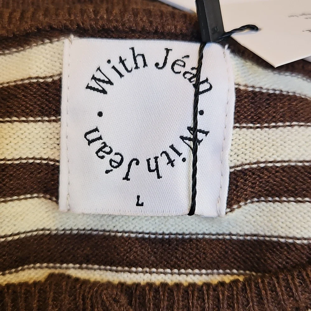 WITH JEAN Willa Brown and Cream Striped Sweater - L